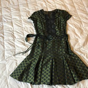 Green/navy embroidered cocktail dress. Size 8